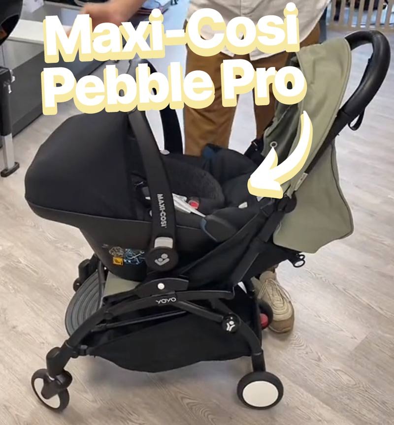 babyschale cosy Maxi Cosi Pebble Pro auf einem YOYO Babyzen Kinderwagen